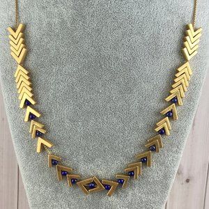 Madewell Yellow Gold Tone Lapis Arrow Stack Necklace